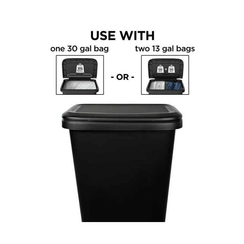 Extra Large 20.4 Gallon Divided Plastic Kitchen Trash Can -