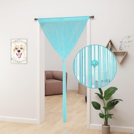 YIIBAII Beaded Curtain Beaded Curtains for Doorways Crystals Suitable for Interior Decoration and Partitions Hippy Closet Curtains (Light Blue, 39"x79")