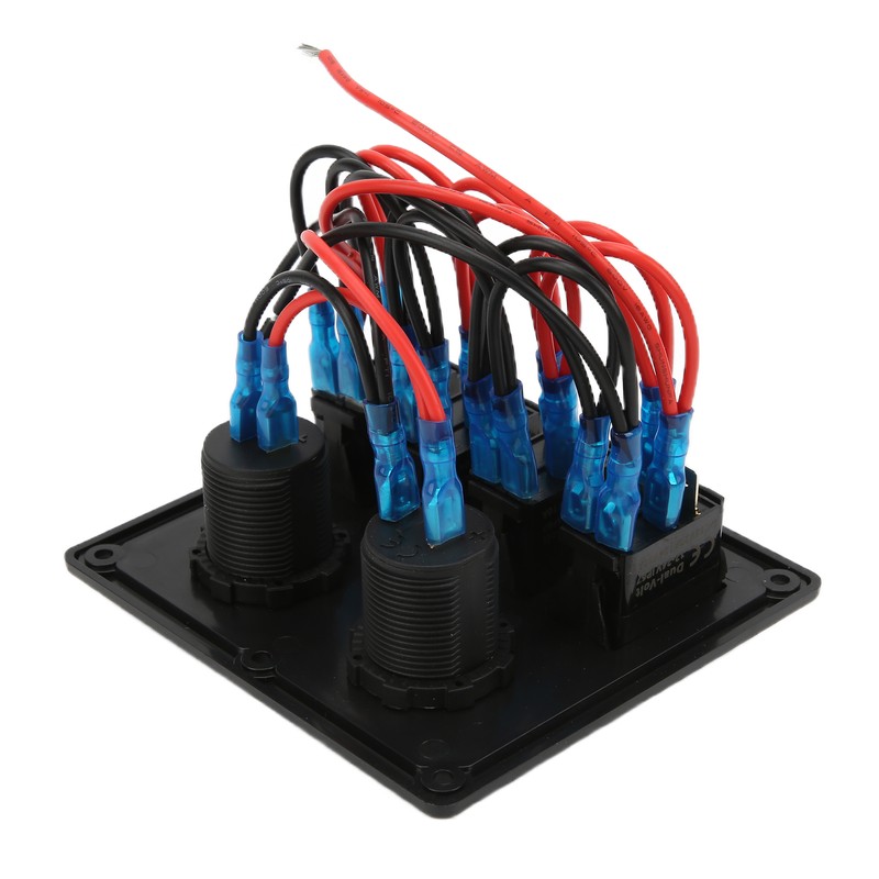 4 Gang Rocker Switch Panel LED Waterproof Dual USB Charging