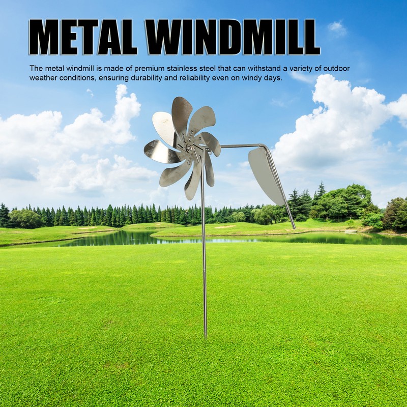 Metal Windmill 360 Degree Rotation Rustproof Waterproof Decorative Stake Wind