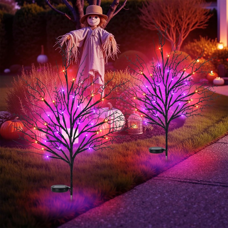 Luiywan Fall Solar Pathway Lights 4PCS, Autumn Outdoor Harvest Decorations,