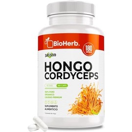BioHerb  Hongo Cordyceps Militaris Extracto 100 Puro  Potente Adaptogeno Natural - Energía y Resistencia -Maxima Biodisponibilidad  180 Cápsulas de