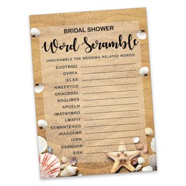 Inkdotpot Beach Party Wedding Supplies 50-Pack Wedding Word Scramble Bridal Shower Game Cards