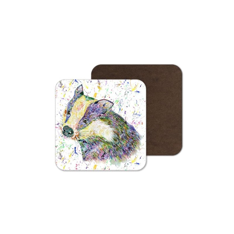 Coaster Badger British Wildlife Animals Coasters Watercolour Art Gift Work