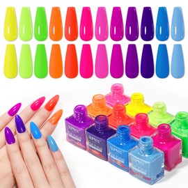 SUPWEE Bright Neon Nail Polish Set, Summer Rainbow Quick Dry Nail polish