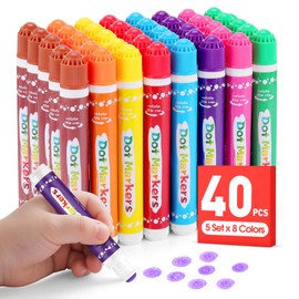 FUMILE 40 Pcs Dot Markers for Toddlers 1-3, 8 Colors Bingo Daubers Bulk for Toddlers,Washable Bingo Markers,Bingo Supplies,Dot Paint for Painting Supplies Drawing Coloring and Art Crafts