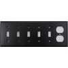 Black 6 Gang Wall Plate - 5 Toggle Switches 1