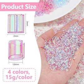 DICOSMETIC 60G 4 Colors Crispy Bingsu Beads Iridescent Soft Straw Tube Beads 3D Glitter Plastic Beads Assortment Crunchy Slime Microbeads Supplies Light Colors Beads,1 Color/Bag