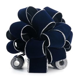 Altier 11" Wide Velvet Navy Christmas Tree Topper Bow 4 Tails Streamers with 3 Yards Long Each for Home Decoration Treetop Handmade Bow Ornament Holiday Party