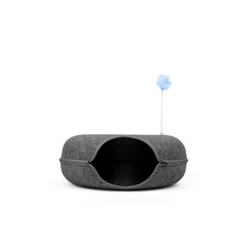 Feline Paradise Donut Cat Bed, Cat Tunnel Bed, Cat Tunnel, Jia Xi Indoor Cat Hideout, Peekaboo Cat Cave. (Dark Gray, Medium)