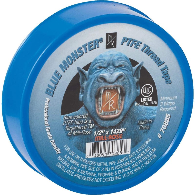 Mill-Rose 70885 Blue Monster PTFE Pipe Thread Sealant Tape, 1/2-Inch
