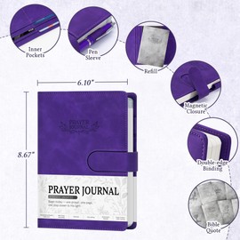 Ospelelf Purple Faux Leather Daily Prayer Journal for Women - Gratitude Journal Bible Study Guided Notebook Planner, Gifts for Christian, Undated 3 Month