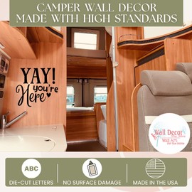 Yay You're Here Welcome Wall Decal for Camper Classroom Home Vinyl Sticker Words 15x14-Inch Yellow