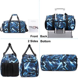 Sports Duffel for Girls Dance Bag Teen Duffle Bag Girls Carry On Weekender Overnight Bag Gym Bag Travel Ballet Bag with Shoe Compartments, Blue Duffle Bag