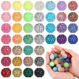Loetere 40 Pcs 20mm Rhinestone Beads Crystal Round Disco Ball Beads Bulk Chunky Bubblegum Beads Charms for Christmas DIY Pens Making Jewelry Supplies Craft European Style Bracelets (40 Colors)