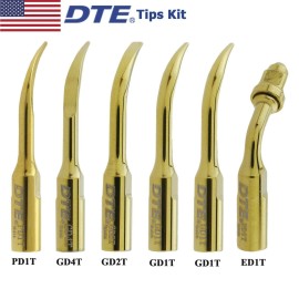Woodpecker 100% Woodpecker DTE Dental Ultrasonic Piezo Scaler LED Handpiece HD-7L Tips Kit - Tips Kit: GD1T*2 GD2T GD4T PD1T ED1T