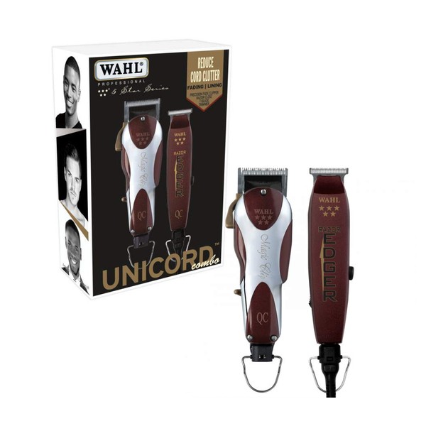 Wahl Professional- Corded 5 Star Unicord Combo with Magic Clip Clipper and Razor Edger QC Trimmer with Electromagnetic Motors for Professional Barbers and Stylists - Model 8242
