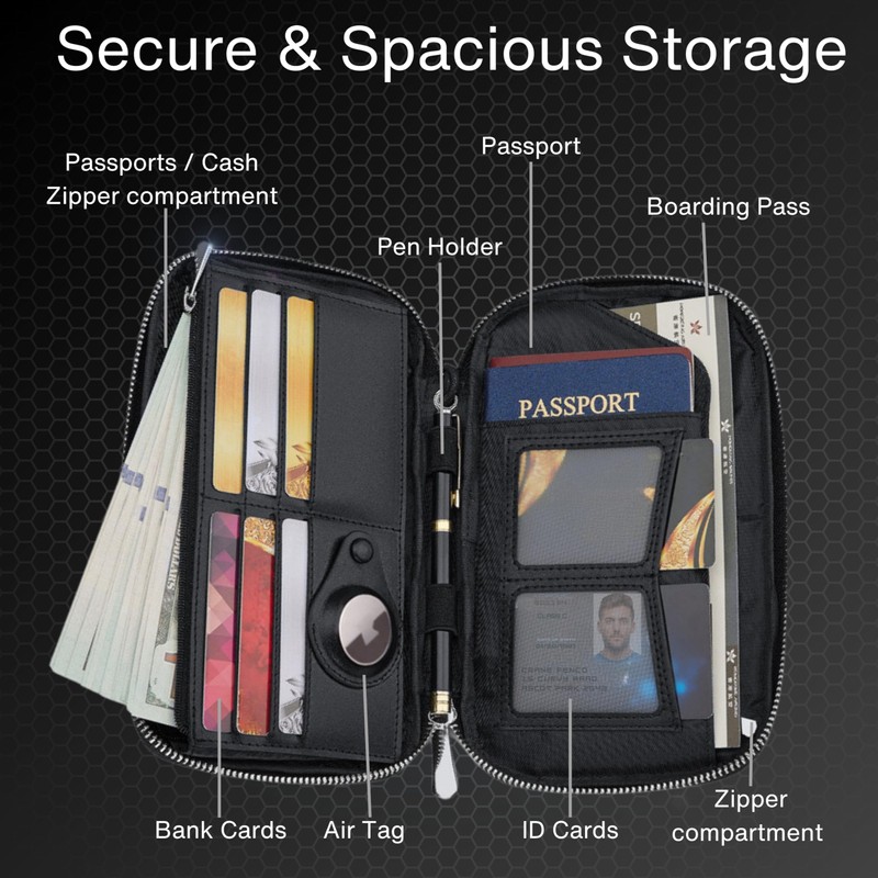 F & EN CO Leather Passport Holder Wallet Family with