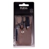 PARSA Beauty Manicure Set 4-Piece Genuine Leather Case in Grey