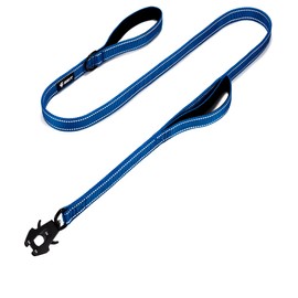 GEIT 4/5/6FT Dog Leash, Heavy Duty Dog Training Leash with Double Handles, Reflective Rope Leash with Quick Release/Locking Tactical Frog Clip for Small Medium and Large Dogs