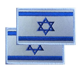 2PCS Israel Flag Embroidered Patches,Durable Israeli Banner Tag,Hook Back Badge For DIY Applique Clothes Accessories