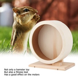 Small Animal Exercise Wheels, Wooden Holder Silent Pet Running Wheel Widen Exercise Wheels Molar Tool for Hamster Guinea Pig Hedgehog Chinchilla (S)