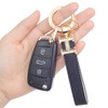 SK CUSTOM Black Leather Bling Rhinestones keychain Fingerprint Resistant Plating