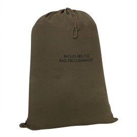 Rothco Military Type Barracks Bags - Durable Canvas Laundry Clothes Bag w/ Drawstring - Olive Drab w/ Print 24" x 32"