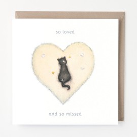 Berni Parker 'Loss of your Cat' Sympathy Card for Men/Women - Black Cat in Love Heart with Silver Foil - Eco-Friendly & Recyclable