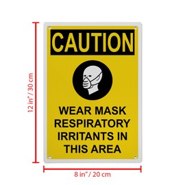 OSHA Wear Mask Respiratory Sign, 8.5 x 11 in" OSHA Compliant PPE Respirator Sign, Weatherproof Plastic, UV resistant & Easy-to-Read Signage