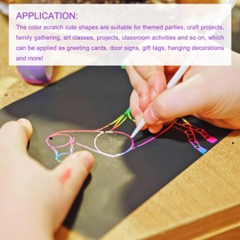 DMiotech 48Pcs Scratch Art Set, Rainbow Scratch Paper Easter Decor Tree Decor with Colorful Ribbon and Wooden Stick for DIY Crafts Party Home Decoration Christmas Hanging Decor