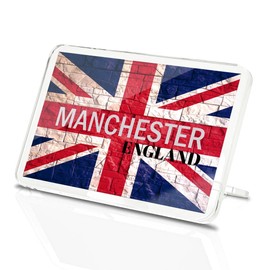 Classic Rectangle Magnet with Stand - Manchester England Flag Circle - Fridge Locker Office Whiteboard Toolbox #61128