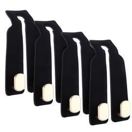 4Pcs Car Seat Hooks for Headrest, Sued Leather and Zinc Alloy Purse Hook for Car, Double Hooks Purse Holder for car & Mobile Phone Holder, Car Seat Hanger for Purses & Bags (Black & Matt Gold)