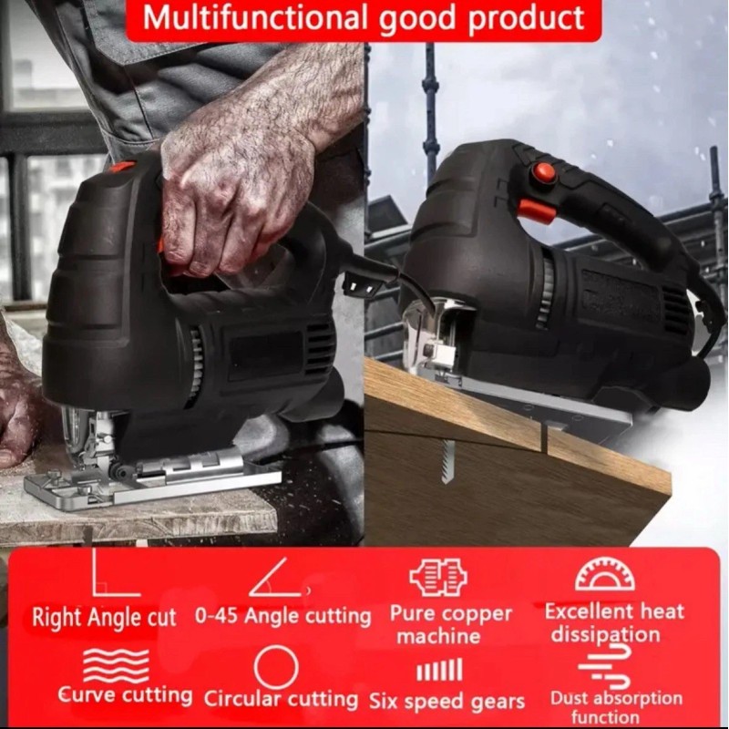 Unbranded Electric Handle Jig Saw Black Variable Speed 45 Degree