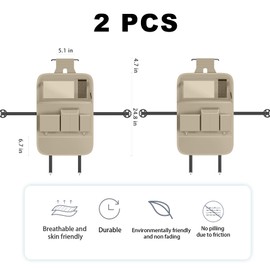 XDV Car Seat Organizers,Multi-functional Back Seat Protectors, Storage Pouches, and Tray Holders (for Cars, Kids, Seat Back and Rear Seats) (Plain Beige, 2 Pcs)