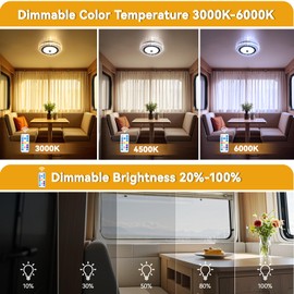 BlueFire Upgrade 600LM RV Lights Interior, RV Ceiling Dome, 3 Color Temperatures,8 Multi-Color Side Light, Fixture with Dimmer Switch for Cabinet Camper Van Truck Boat (Multicolor-5 Pack)