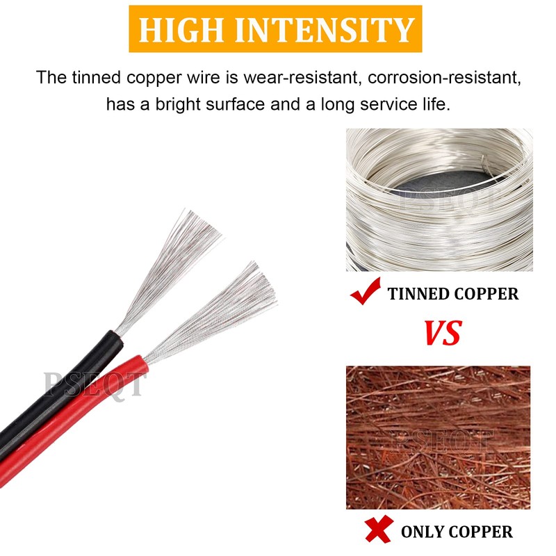 PSEQT Marine Boat LED Lights Wire, 100ft/30M 22AWG 2pin Extension