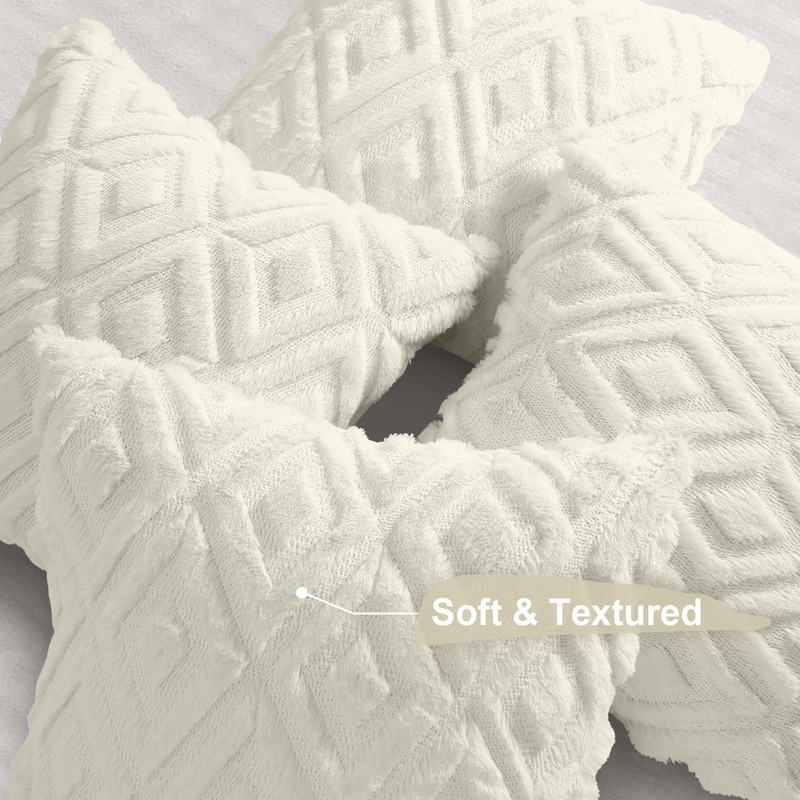 decorUhome Pack of 4 Faux Fur Throw Pillow Covers 18x18,