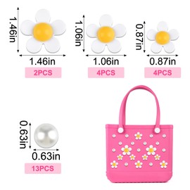 TRIITECH - Dijes de flores para bolsa Bogg, accesorios compatibles con Simple Southern, Acrílico, Acrílico