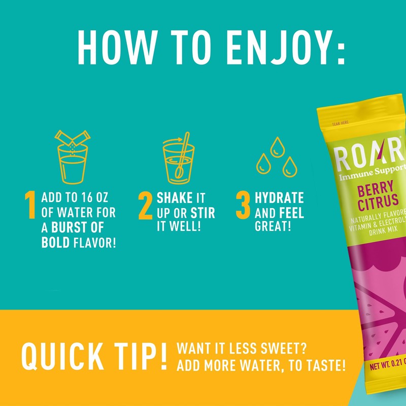 Roar Immune Support Powder - Hydration Packets with Zinc and