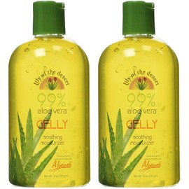 Lily Of The Desert Gelly Moisturizer - 99% Organic Aloe Vera Gel for Skin, After Sun Care with Aloe, Vitamin E Oil, and Vitamin C for Sunburn Relief, 12 Fl Oz (Pack of 2)