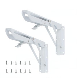 Viclaakesi Folding Shelf Brackets Collapsible,Stainless Steel Shelf Folding L Brackets Heavy Duty Wall Mounted DIY Collapsible Shelf (White)