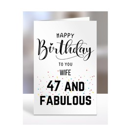 47th Birthday Card for Wife, Happy Birthday, Gifts for Men or Women, Presents for Christmas, 47 and fabulous, 47 years old, Greetings Card, A5-100g_202