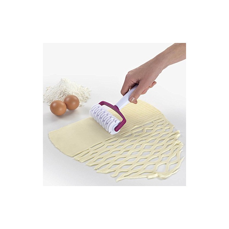 Metaltex 18 x 7 cm Lattice Cutter Pastry Roller, White