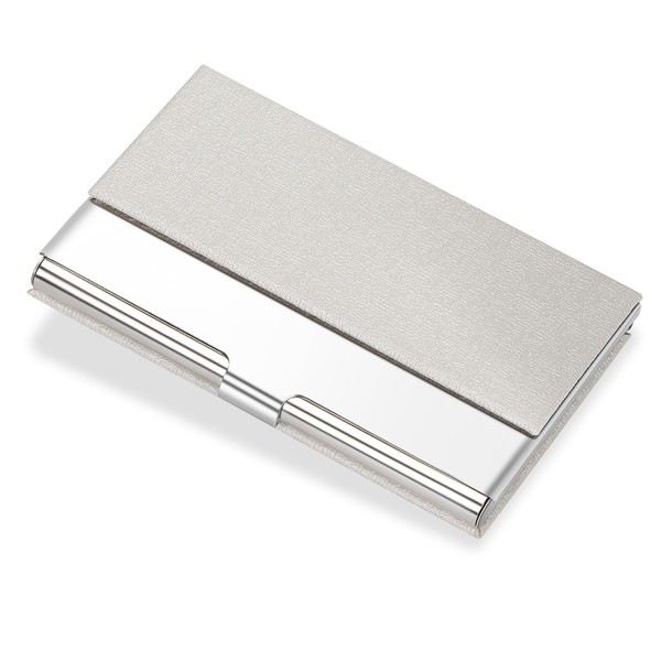 Ninonly Business Card Case, Business Card Case, Business Card Case, Business Card Case, Aluminum Alloy, Easy to Take Out, Portable Business Card Holder, White