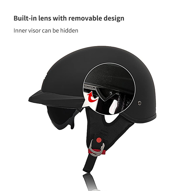 Motorcycle Half Helmet with Sun Visor Motorcycle Helmets for Men