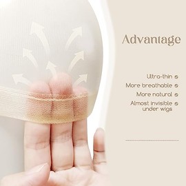 Dreamlover Ultra Thin HD Wig Caps for Lace Front, Beige, 12 Pieces