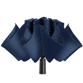 ACEIken Umbrella Reverse Close Folding Windproof Travel Umbrella - Compact and Portable for Easy Carrying with Auto Open-Close - for Men and Women - Navy Blue