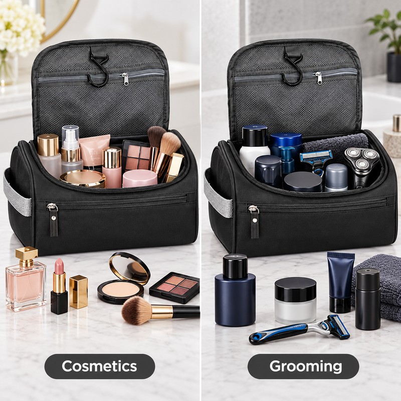 Waterproof Travel Makeup Bag for Toiletries and Cosmetics – Portable