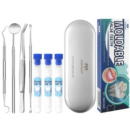 Tooth Repair Kit, Moldable False Teeth, Tooth Replacement Missing Teeth, Teeth Filling Kit Permanent with 4 Dental Tool, Tooth Repair Kit for Broken Teeth, Temporary Tooth Filling Kit, Moldable Teeth